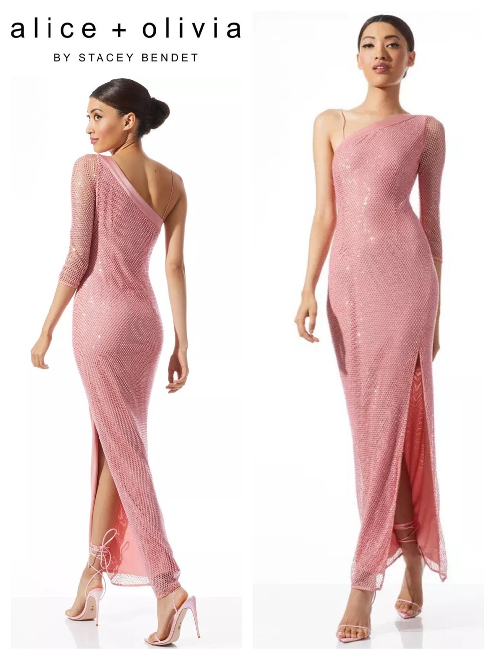 ALICE + OLIVIA Michele Embellished High Slit Dress
